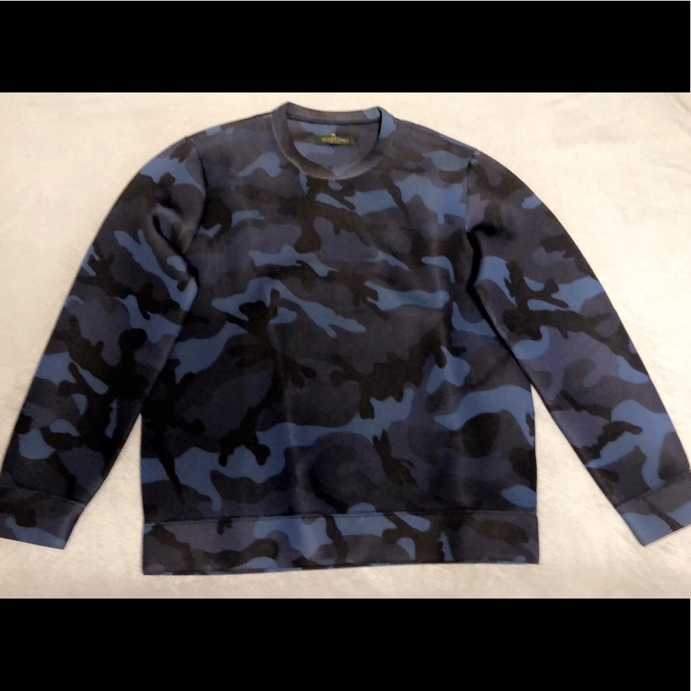 Valentino- Blue Camouflage Print Crewneck